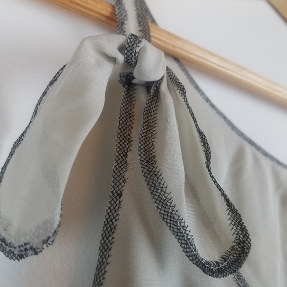 PAULE KA Silk Beaded Blouse with Tie-Neck Size 40 - Picture 3 of 6